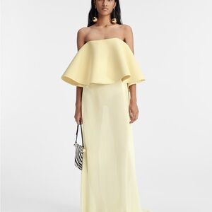 Elegant Yellow Strapless Gown